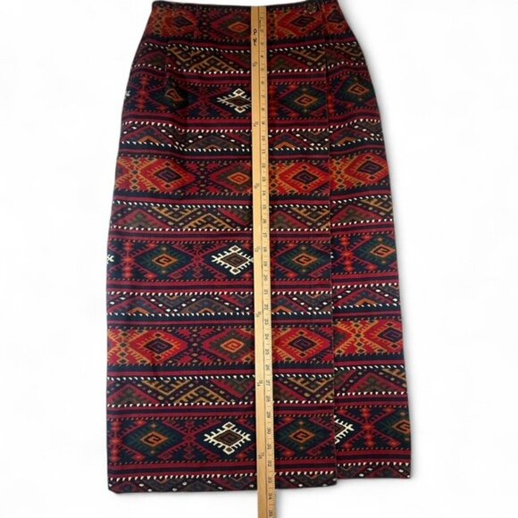Vintage Cambridge Dry Goods Red Aztec Tribal Print Wrap Skirt | Size 8/10 | EUC - Picture 6 of 9